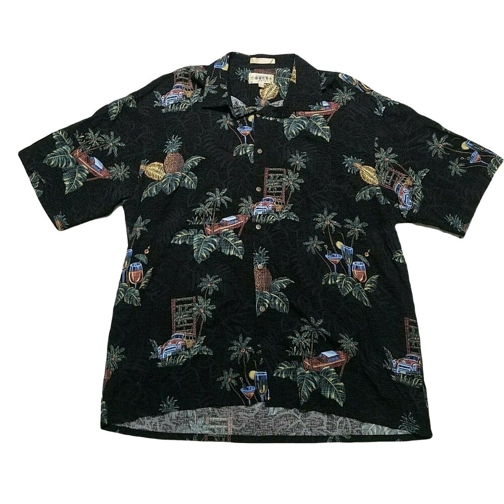 Campia MODA Vintage Button Down Shirt ~ Sz XXL ~ Boats Trees Leaves ~ Hawaiian